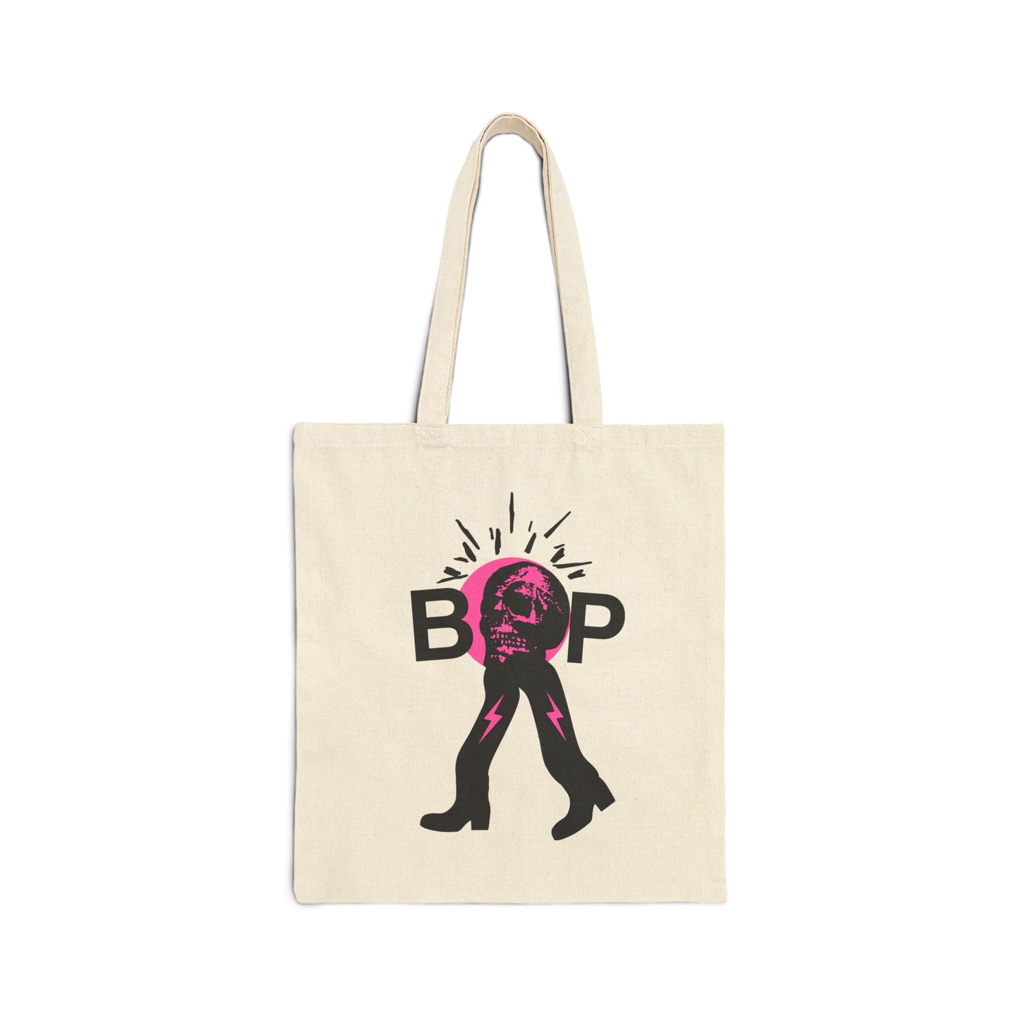 Coffee Bop CoffeeHead tote bag in natural canvas with bold black graphic