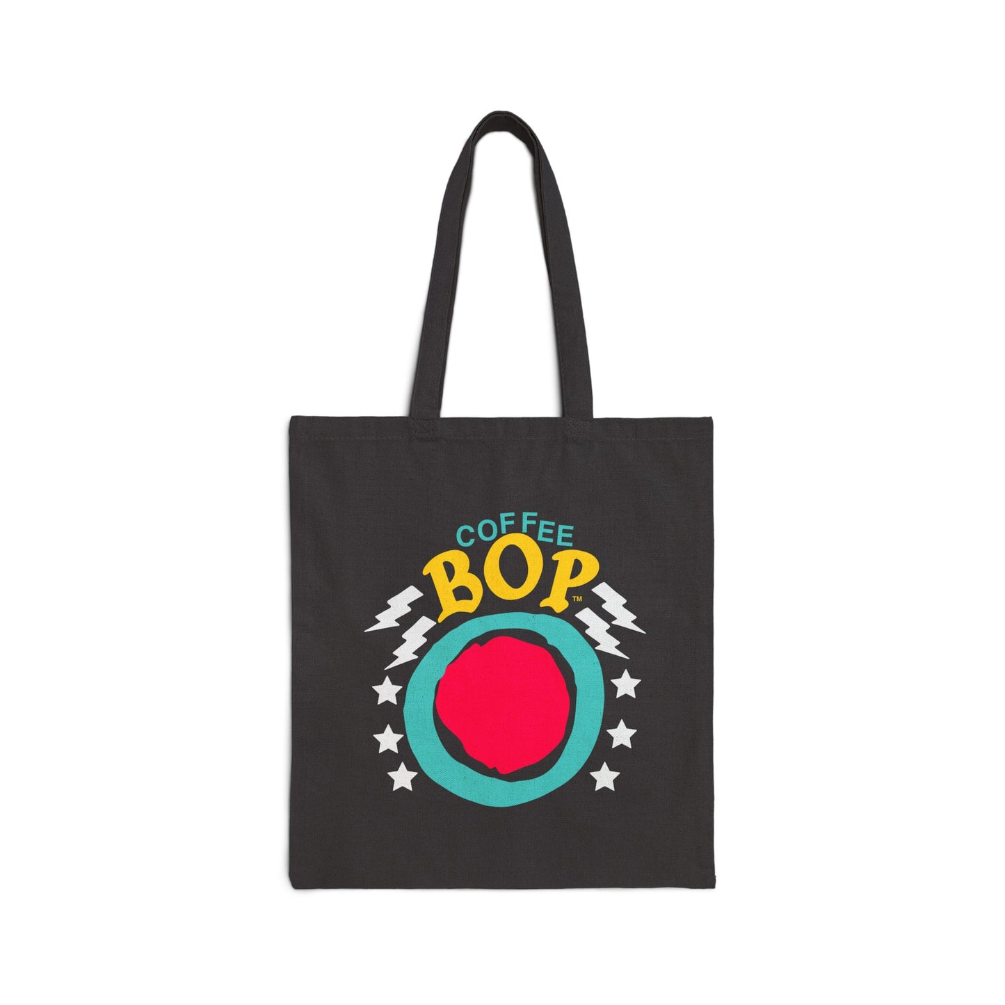 Coffee Bop™ Black Tote – Heavyweight Cotton Canvas Bag for Everyday Use