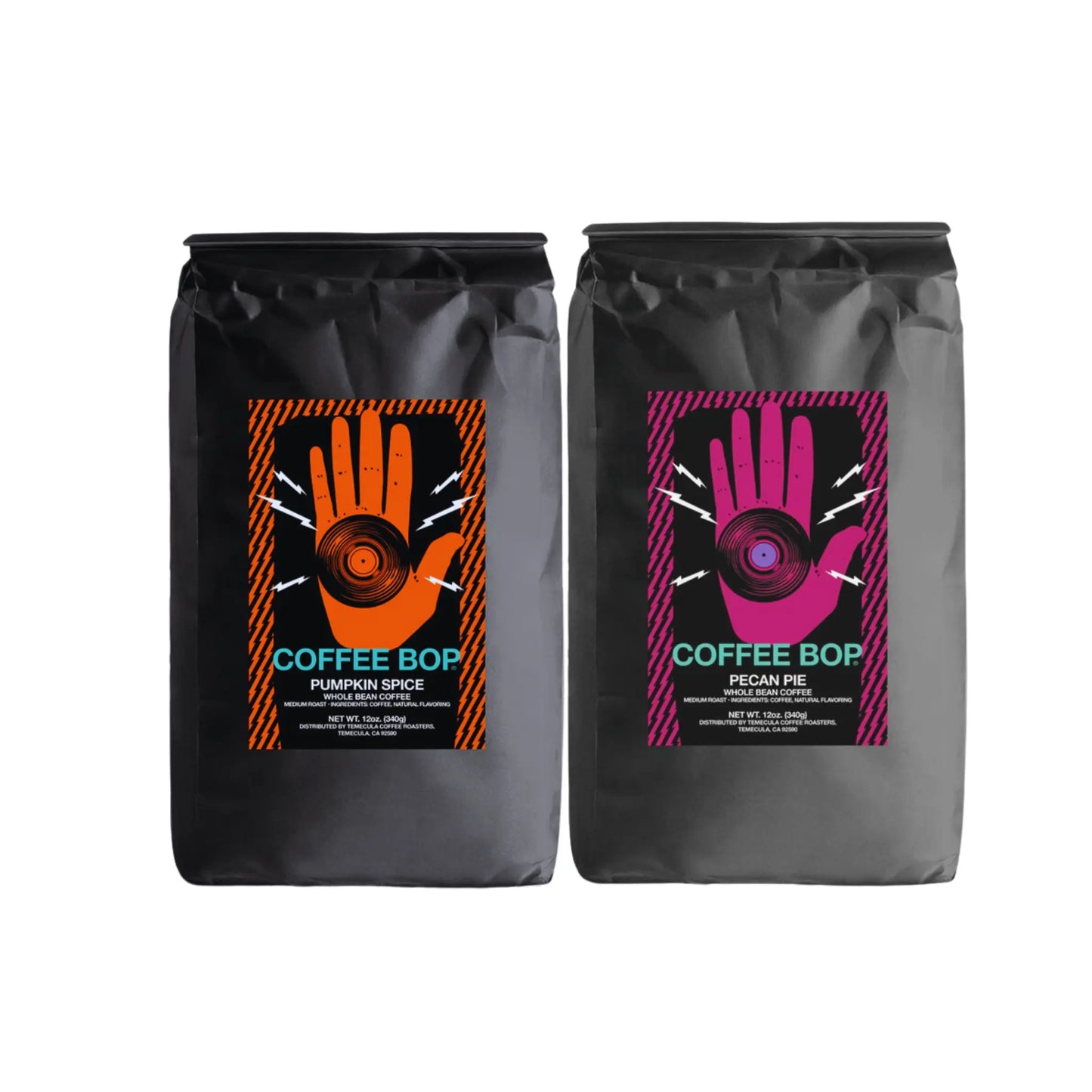 Holiday Coffee Bundle with Pumpkin Spice and Pecan Pie flavors – two bags of limited-edition, all-natural coffee featuring seasonal flavors of pumpkin, cinnamon, nutmeg, roasted pecans, caramelized sugar, and browned butter